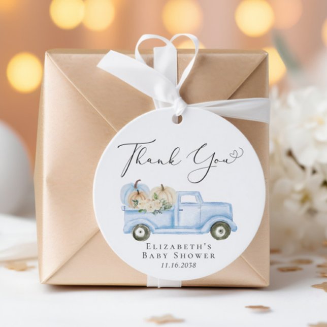 Pumpkin Blue Truck Baby Dusche Vielen Dank Geschenkanhänger (Von Creator hochgeladen)