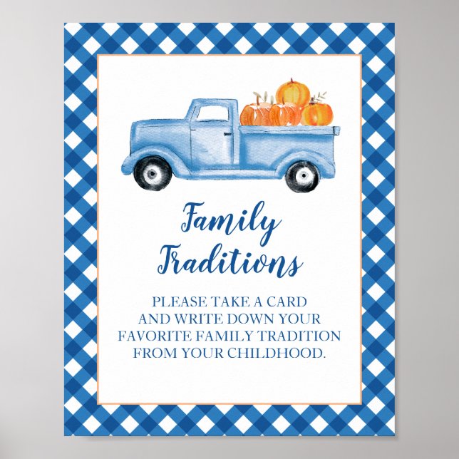 Pumpkin Blue Truck Baby Duwer Familientraditionen Poster (Vorne)