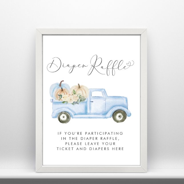 Pumpkin Blue Truck Diaper Raffle Baby Boy Dusche Poster (Von Creator hochgeladen)