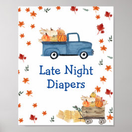 Pumpkin Blue Truck Spate Night Diapers Schild Post