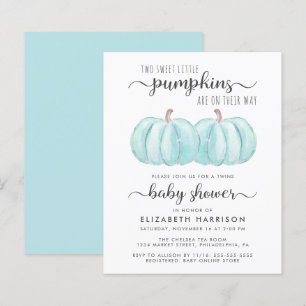 Pumpkin Blue Twin Baby Boys Dusche Einladung