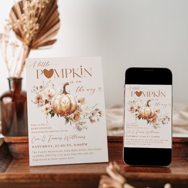Pumpkin & Blume Boho Fall Babydusche Einladung (Von Creator hochgeladen)
