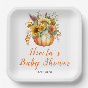 Pumpkin Blume Bouquet Babydusche Pappteller