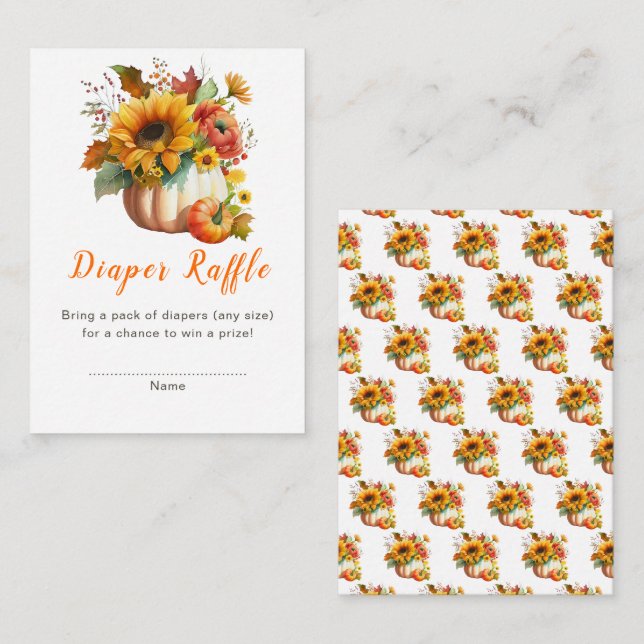 Pumpkin Blume Bouquet Babydusche Windelwanne Begleitkarte (Vorne/Hinten)