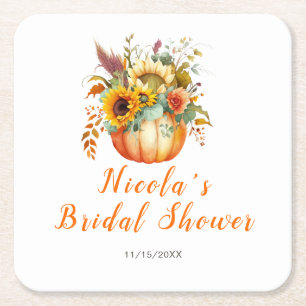 Pumpkin Blume Bouquet Brautparty Rechteckiger Pappuntersetzer