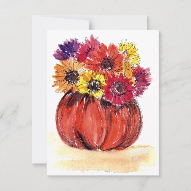 Pumpkin-Blume Note Card Blank in w Umschlag Mitteilungskarte (Vorderseite)