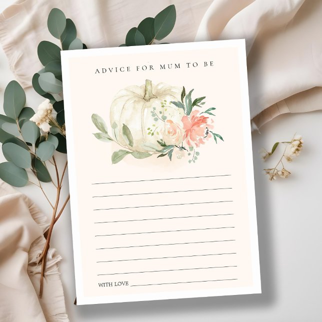 Pumpkin Blush Floral Advice for Mum Baby Showroom Begleitkarte (Von Creator hochgeladen)
