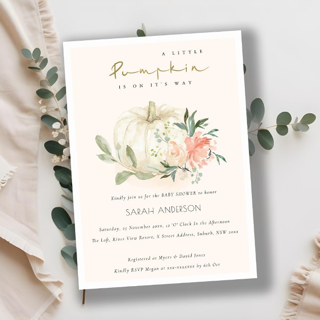 Pumpkin Blush Floral Kleine Babydusche laden Dankeskarte (Von Creator hochgeladen)