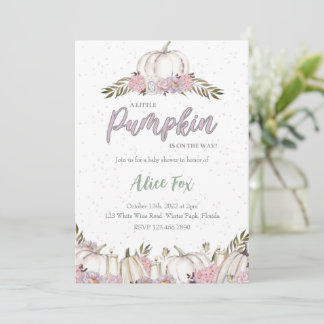 Pumpkin Blush Pink Baby Dusche Einladung Mädchen
