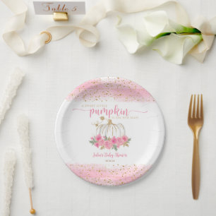 Pumpkin Blush Pink Gold Baby Girl Duft Pappteller