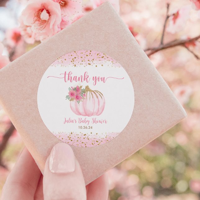 Pumpkin Blush Pink Gold Baby Girl Duft Runder Aufkleber (Von Creator hochgeladen)