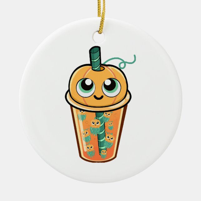 Pumpkin Boba Jellyfish Keramik Ornament (Vorne)