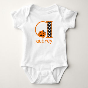 Pumpkin Bodysuit w Halloween Monogram a Baby Strampler