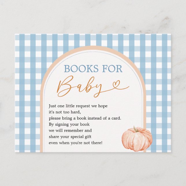 Pumpkin Boho Blue Gingham Books for Baby Postkarte (Vorderseite)