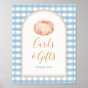 Pumpkin Boho Blue Gingham Cards & Gifts Poster