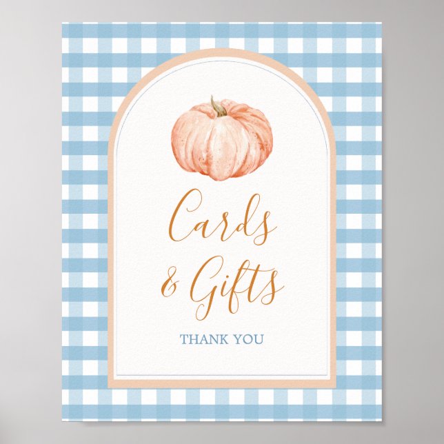 Pumpkin Boho Blue Gingham Cards & Gifts Poster (Vorne)