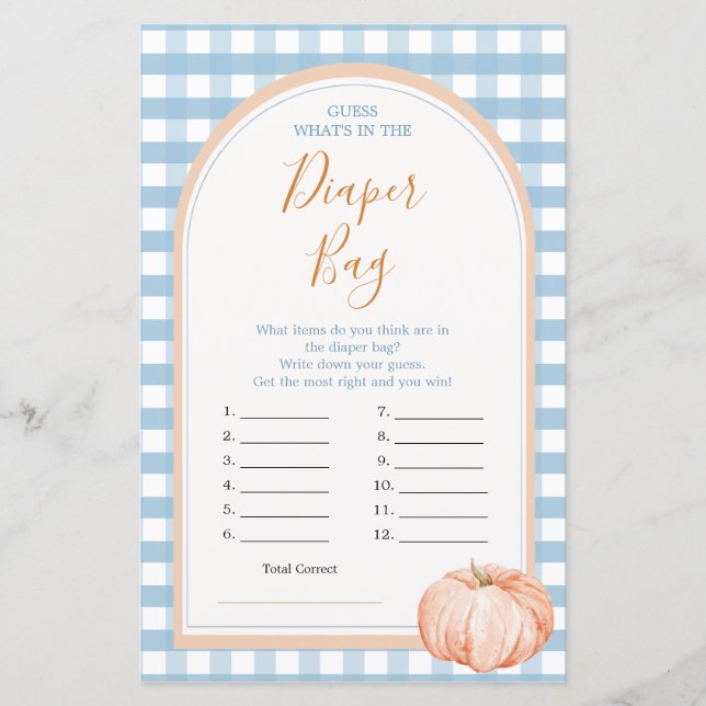 Pumpkin Boho Blue Gingham Was ist in der Windeltas (Vorderseite)