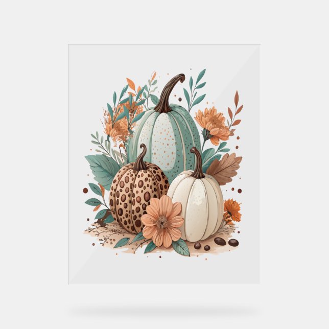 Pumpkin Boho Floral Acrylschild (Vorderseite)