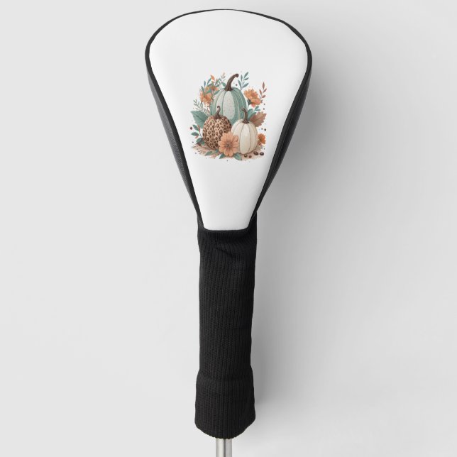 Pumpkin Boho Floral Golf Headcover (Vorderseite)