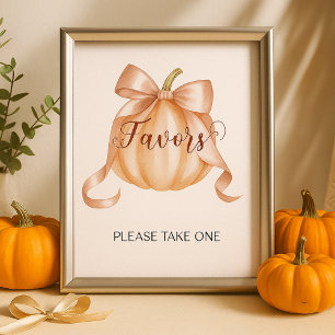 Pumpkin Bow Baby Shower Favoriten Tafelschildkröte Poster