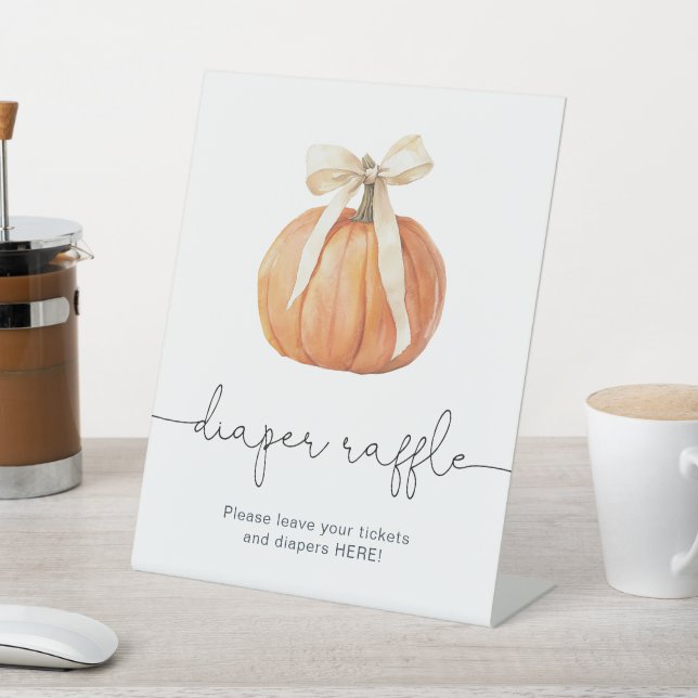 Pumpkin Bow Diaper Raffle Sign | Fall Baby Dusche Sockelschild (In SItu)