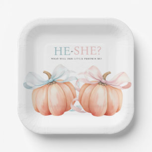 Pumpkin Bow Pink Blue Gender Reveal Pappteller