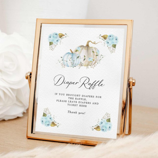 Pumpkin Boy Baby Duschkabine Windeln Raffle-Zeiche Poster (Fall Pumpkin Baby Shower Diaper Raffle Sign)