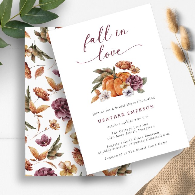 Pumpkin-Brautparty Einladung (Pumpkin Fall In Love Bridal Shower Invitation by Painted Paperie)