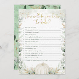 Pumpkin Brautparty Game wie gut Sie wissen Bridge