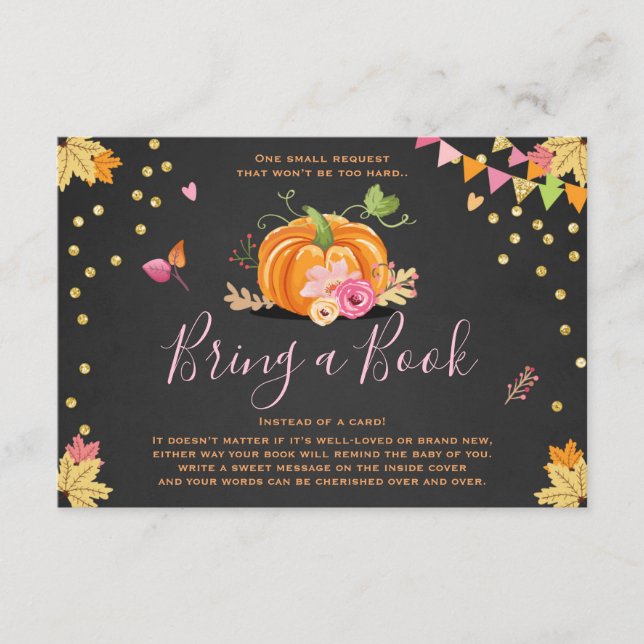 Pumpkin bringen Buch Herbst Herbst Baby Dusche Ros Begleitkarte (Vorderseite)