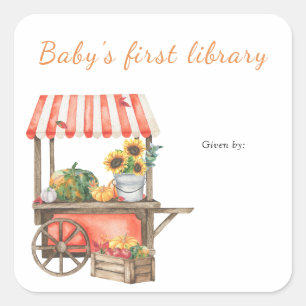 Pumpkin Buchzeichen - Kinderbibliothek Quadratischer Aufkleber