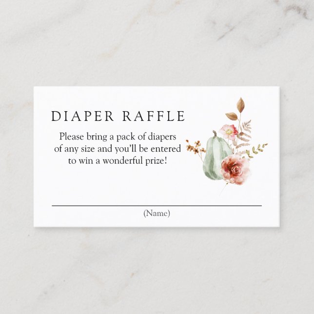 Pumpkin Burgundy Diaper Raffle Enclosure Card Visitenkarte (Vorderseite)