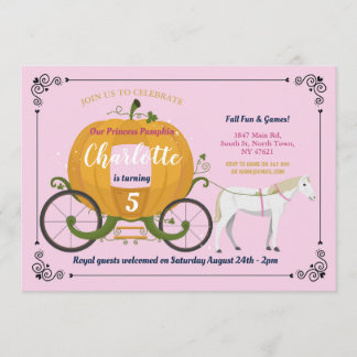 Pumpkin Carriage Horse Fall Girls Geburtstagsparty Einladung