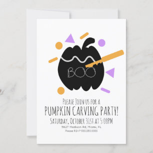 Pumpkin Carving Black Pumpkin Confetti Sprinkles I Einladung