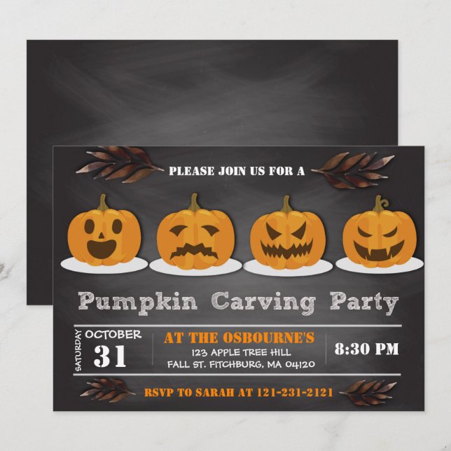 Pumpkin Carving Halloween Niedliches Spooktacular  Einladung (Vorne/Hinten)