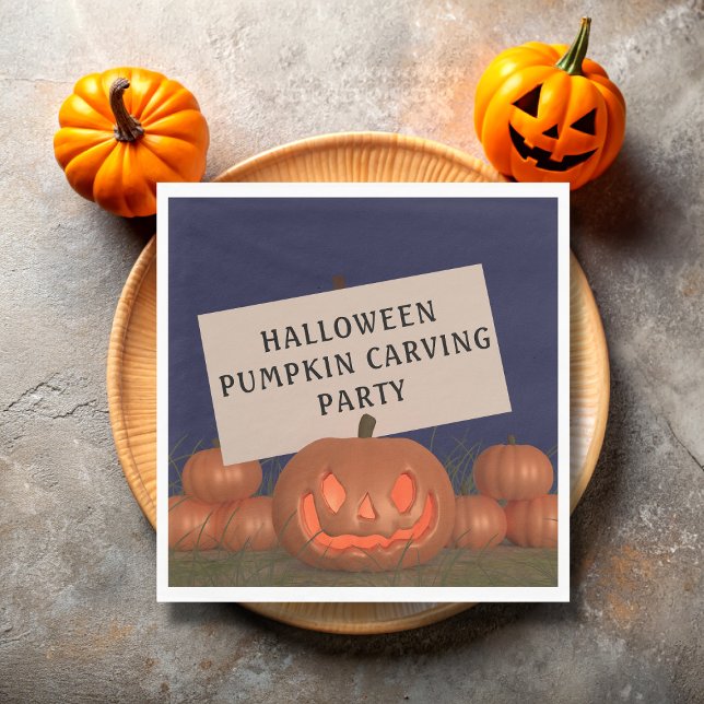 Pumpkin Carving Kürbislaterne Halloween Napkins Serviette (Perfect paper napkins for your pumpkin carving party. Just add your name)