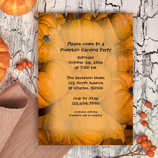 Pumpkin Carving Party Einladung (Invite friends over for a fun Fall gathering with this charming Pumpkin Carving Invitation.)