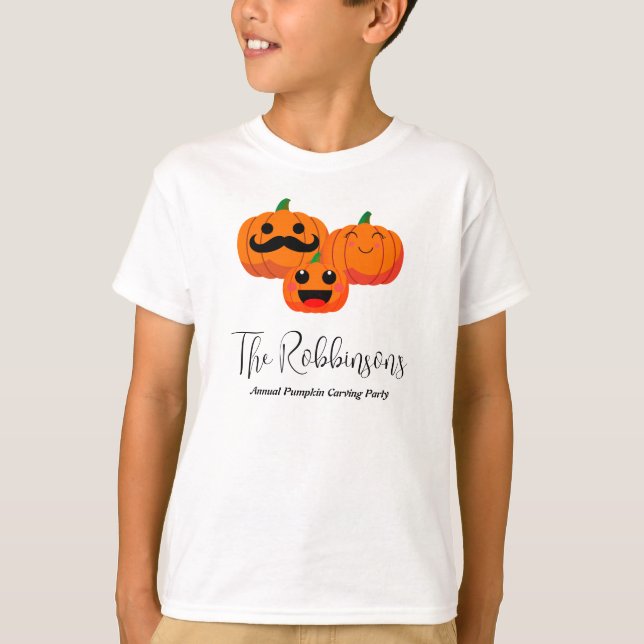 Pumpkin Carving Party Familie passt T-Shirt (Vorderseite)