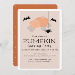 Pumpkin Carving Party Halloween Beige Einladung