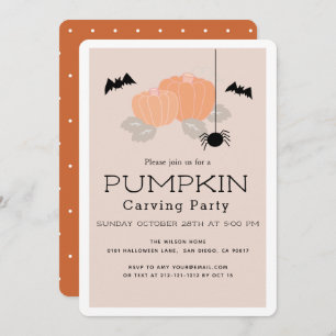 Pumpkin Carving Party Halloween Beige Einladung