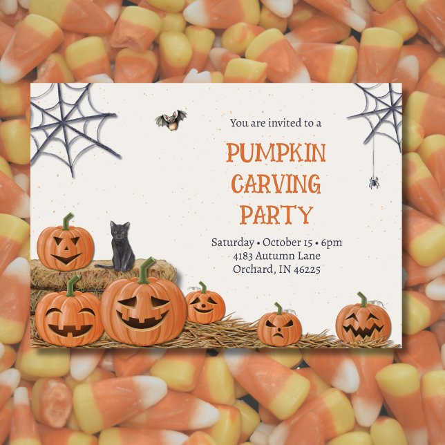 Pumpkin Carving Party Jack O'lantern Rustikal Einladung (Von Creator hochgeladen)
