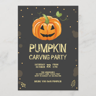 Pumpkin Carving Party Spooky Halloween Geburtstag Einladung