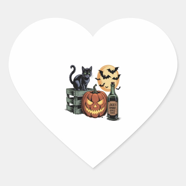 Pumpkin Cat Ber Halloween Herz-Aufkleber (Vorderseite)
