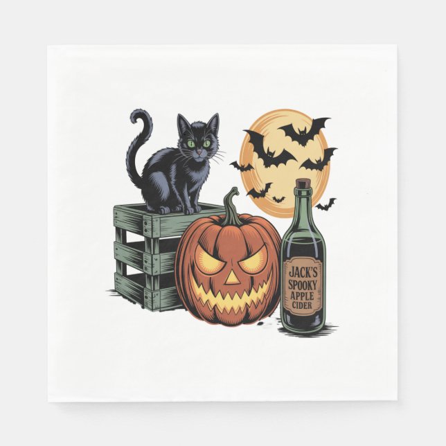 Pumpkin Cat Ber Halloween Serviette (Vorderseite)