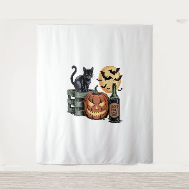 Pumpkin Cat Ber Halloween Wandteppich (Vorderseite)