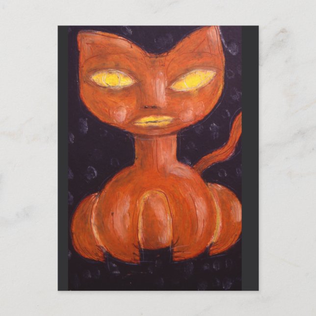 Pumpkin Cat Card von Denis Gaston Art Postkarte (Vorderseite)