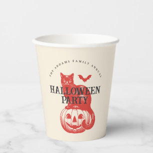 Pumpkin Cat Orange Vintages Halloween-Party Pappbecher