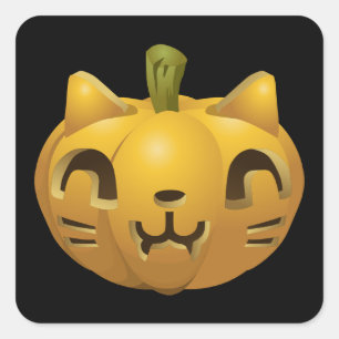 Pumpkin Cat Quadratischer Aufkleber