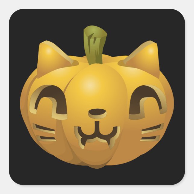 Pumpkin Cat Quadratischer Aufkleber (Vorderseite)