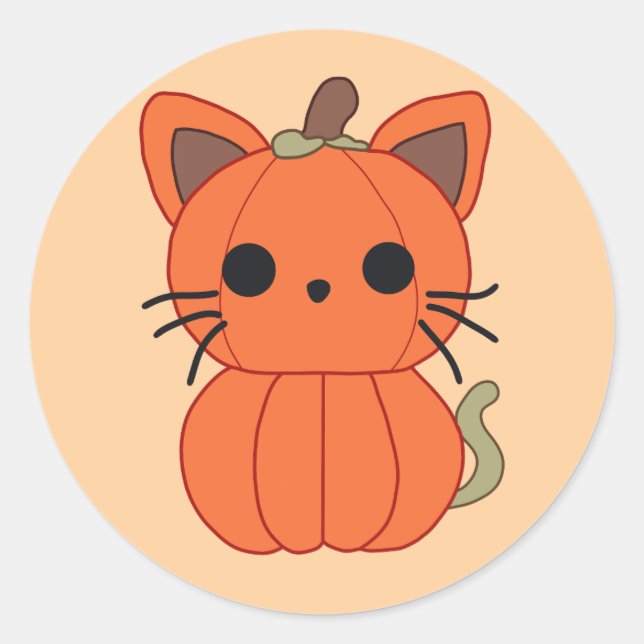 Pumpkin Cat Runder Aufkleber (Vorderseite)
